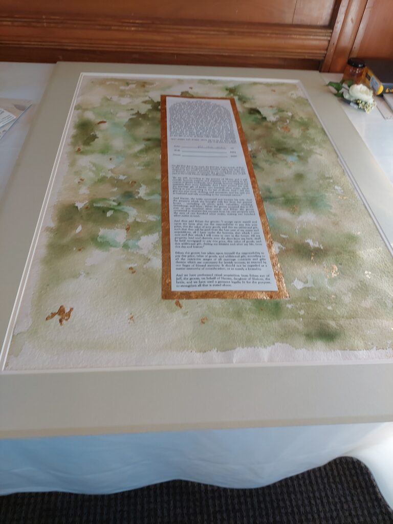 beautiful ketubah (Jewish marriage contract) designed and created by the bride